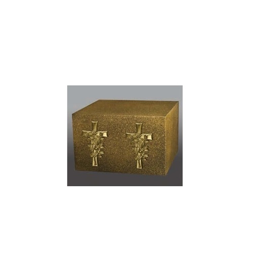 Venetian I Two Bright Gold Cross & Roses Companion Urn