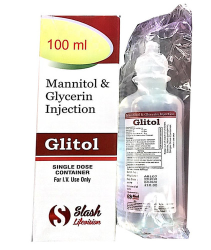 Mannitol & Glycerine Injection - 100 ml | Contains 10 gm of Mannitol & 10 gm of Glycerine, Liquid Form for Kidney Function, Eye Pressure & Skin Moisture Support