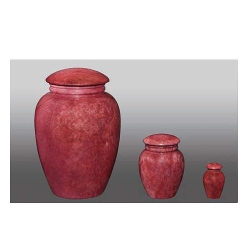 Genuine Stone Red Aluminum Urn