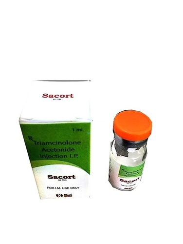Sacort Triamcinolone Acetonide Injection - 40mg, Liquid Form, Glass Ampoules for Arthritis Relief and Inflammation Treatment, Store in Cool Dry Place