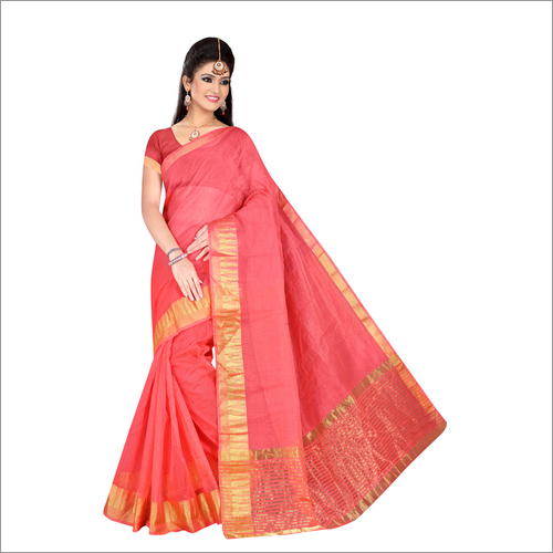 Supernet Plain Lace Border Saree
