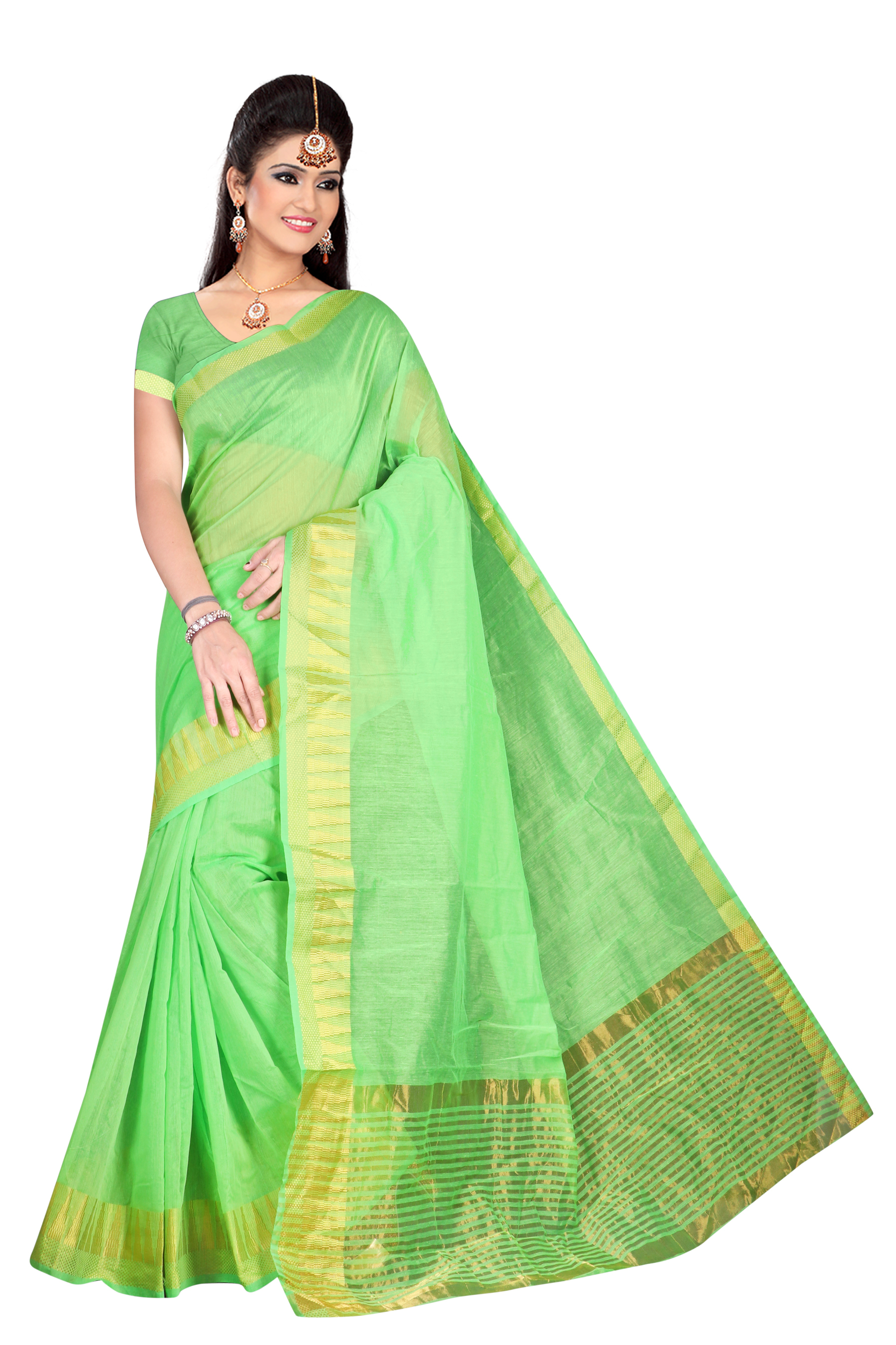 Supernet Plain Lace Border Saree
