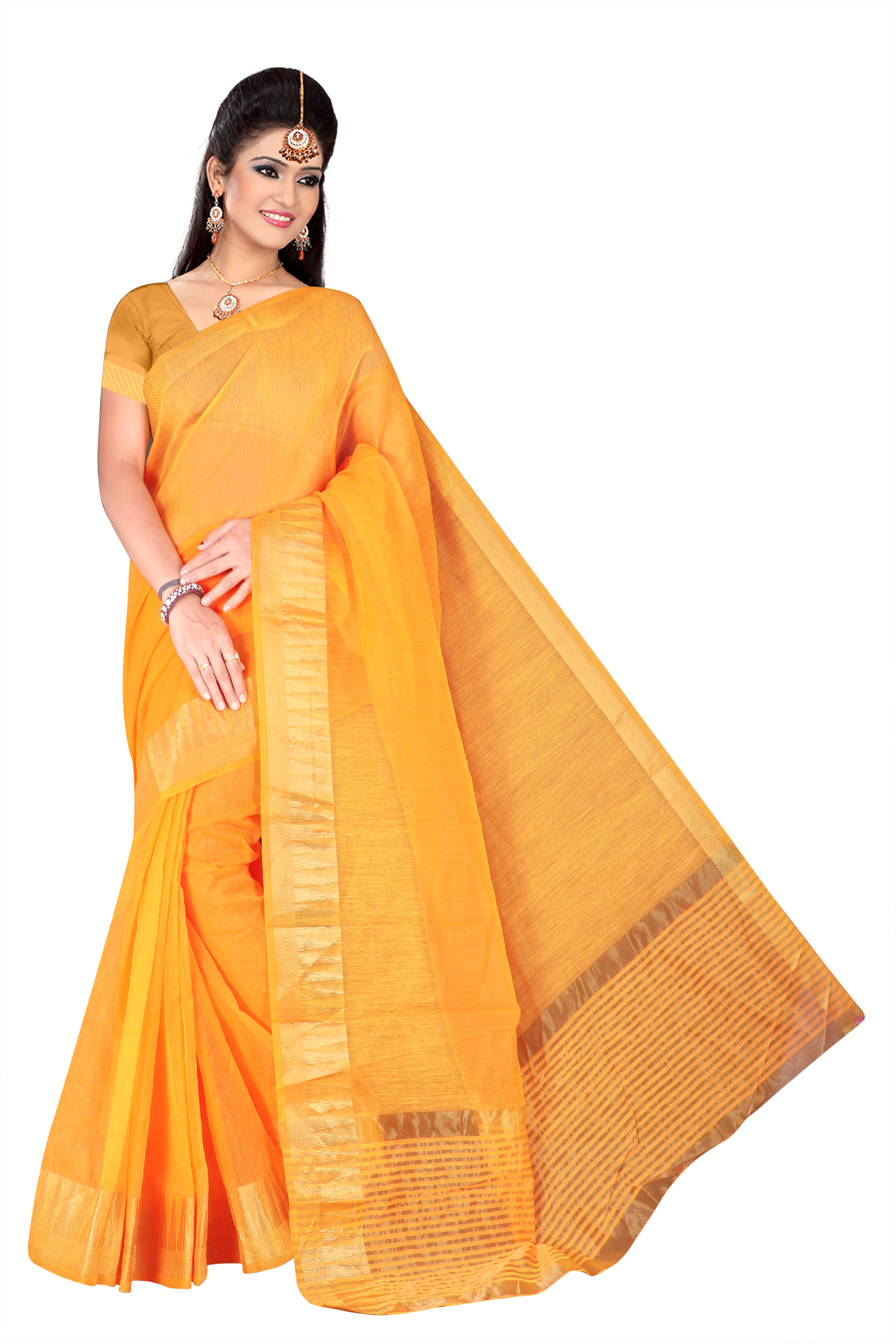 Supernet Plain Lace Border Saree