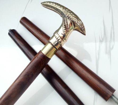 SOLID BRASS SNAKE DESIGNER HANDLE WOOD WALKING CANE STICK MEN'S CANES GIFT