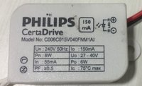 Philips Led Driver 6w 150ma - Plastic, 55 X 28 X 22 Mm, White | Input Voltage: 240v, Square Shape, Output Voltage: 27-40v