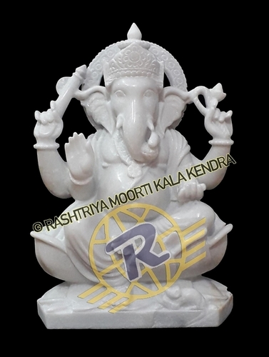 Uv Resistant Professional White Ganesha Marble Statue