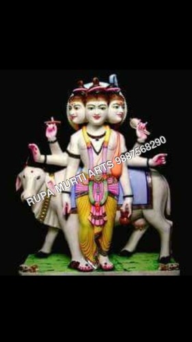 Marble Dattatreya Statue with Cow Marble Dattatreya Statue with Cow
