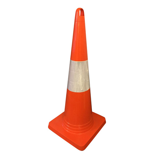 Traffic Safety Cone - HDPE 1000mm Height Orange Color 6 Inch Reflector Band 6.5kg Weight | No Power Needed Automatic Function Plastic Material