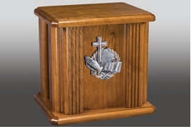 Jefferson Risen Christ Wood Urn with Nameplate