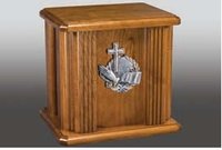 Jefferson Risen Christ Wood Urn with Nameplate