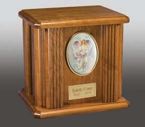 Praying Hands & Nameplate wood Cremation Urn