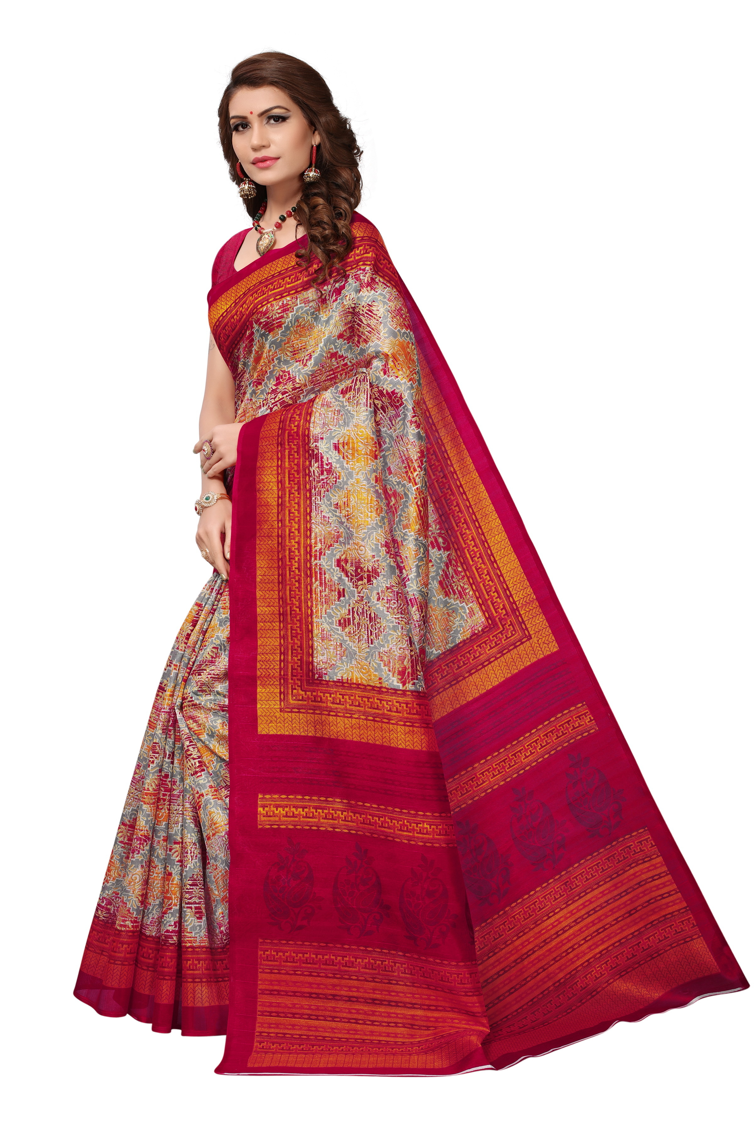 Printed Bhagalpuri Silk Saree