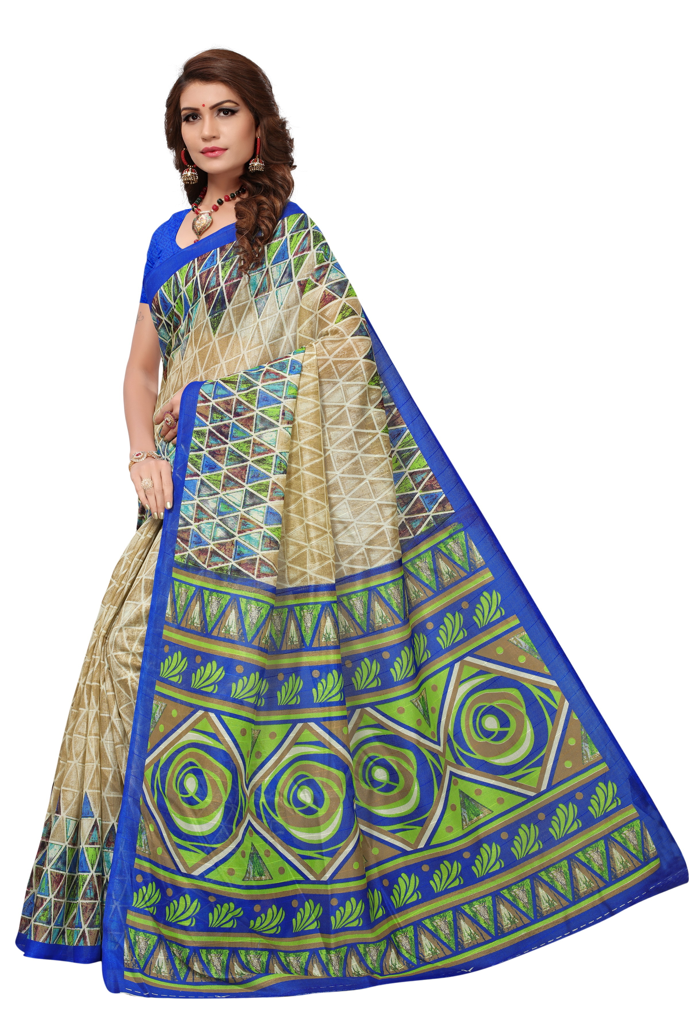 Printed Bhagalpuri Silk Saree