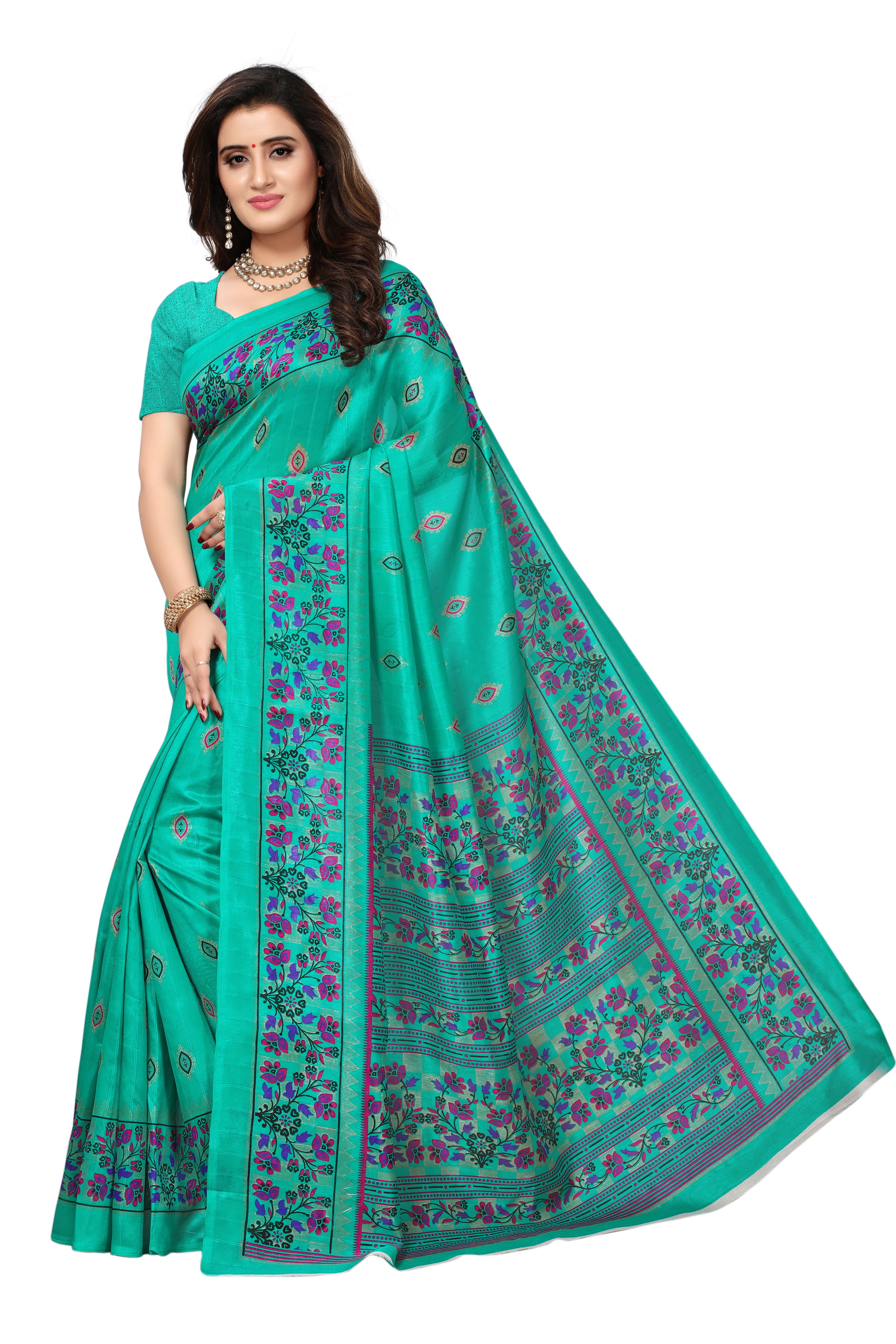 Printed Bhagalpuri Silk Saree