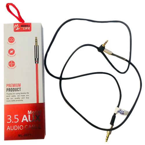3.5 Metal AUX Audio Cable - Plastic Body, Strain Relief Feature | Available in Custom Specifications, Plain Design
