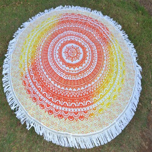 Yellow + Orange Indian Mandala Ombre Pattern Cotton Fabric Bohemian Hippy Roundie