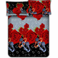 Polycotton Printed Bed Sheet - Double Size , Elegant Floral Design, Machine Washable, Shrinkage Proof