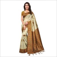 Kashmiri Silk Saree - Mysore Silk, 5.5 Mtr Length, 0.8 Mtr Blouse | Multi-color Art Silk, Printed Pattern, Elegant Indian Style