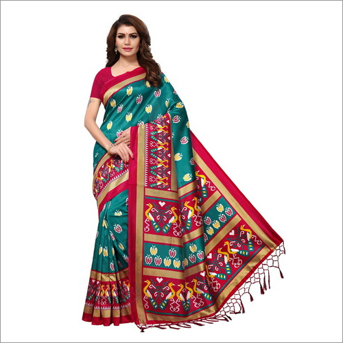 Printed Mysore Silk Jhalar Saree