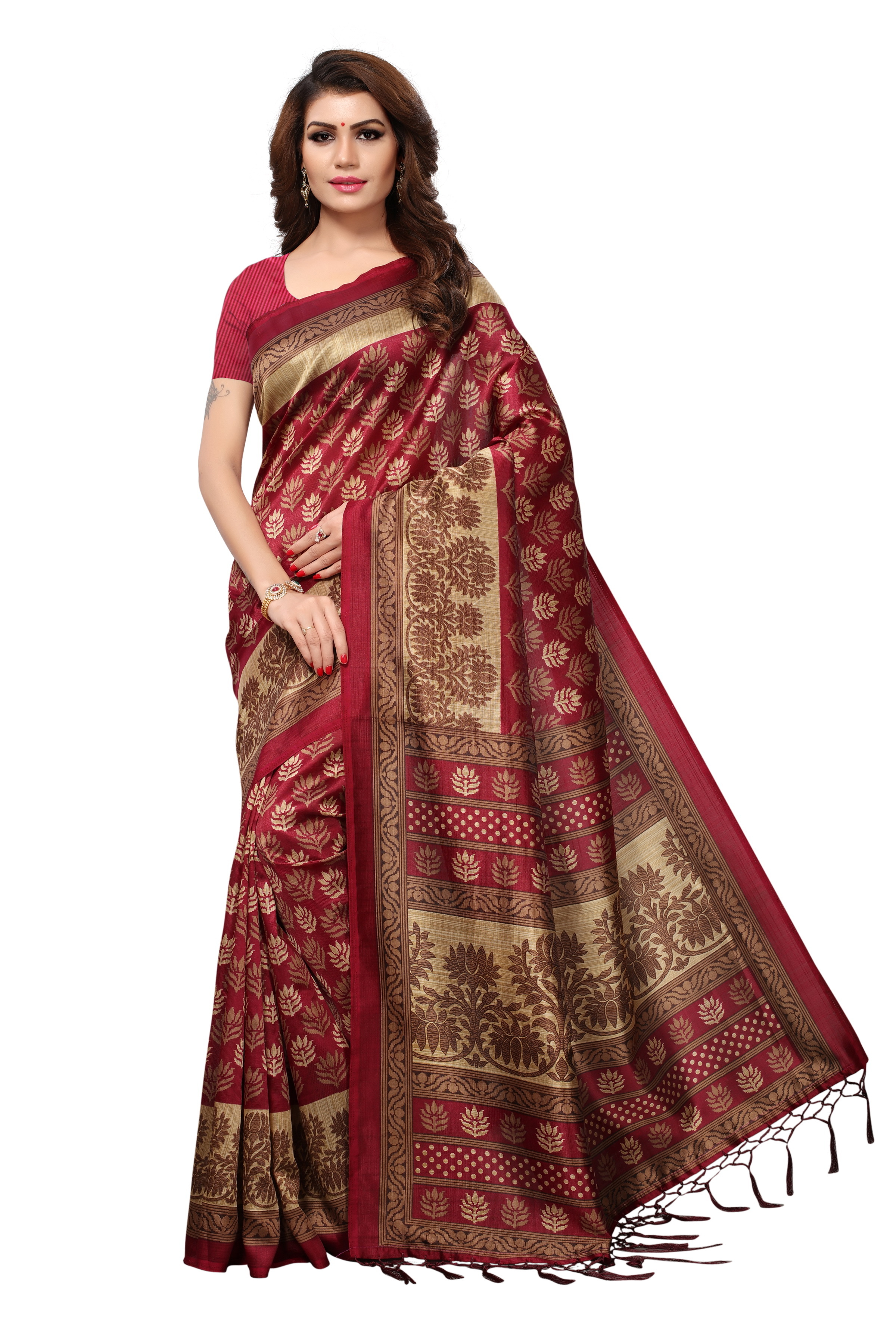 Printed Mysore Silk Jhalar Saree