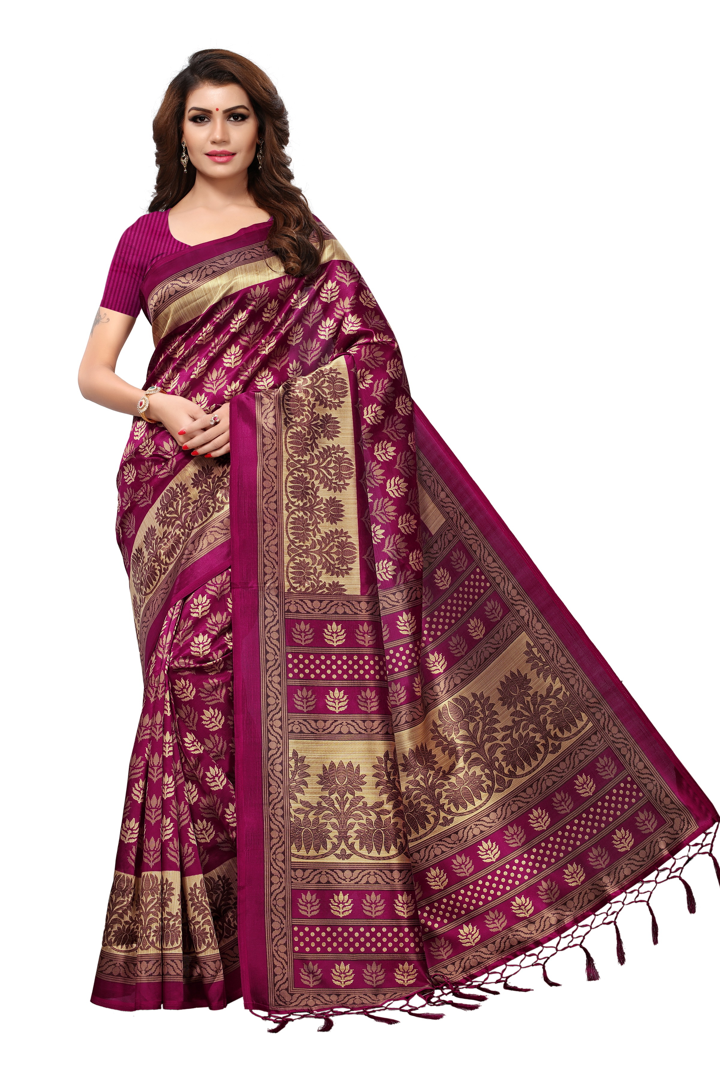 Printed Mysore Silk Jhalar Saree