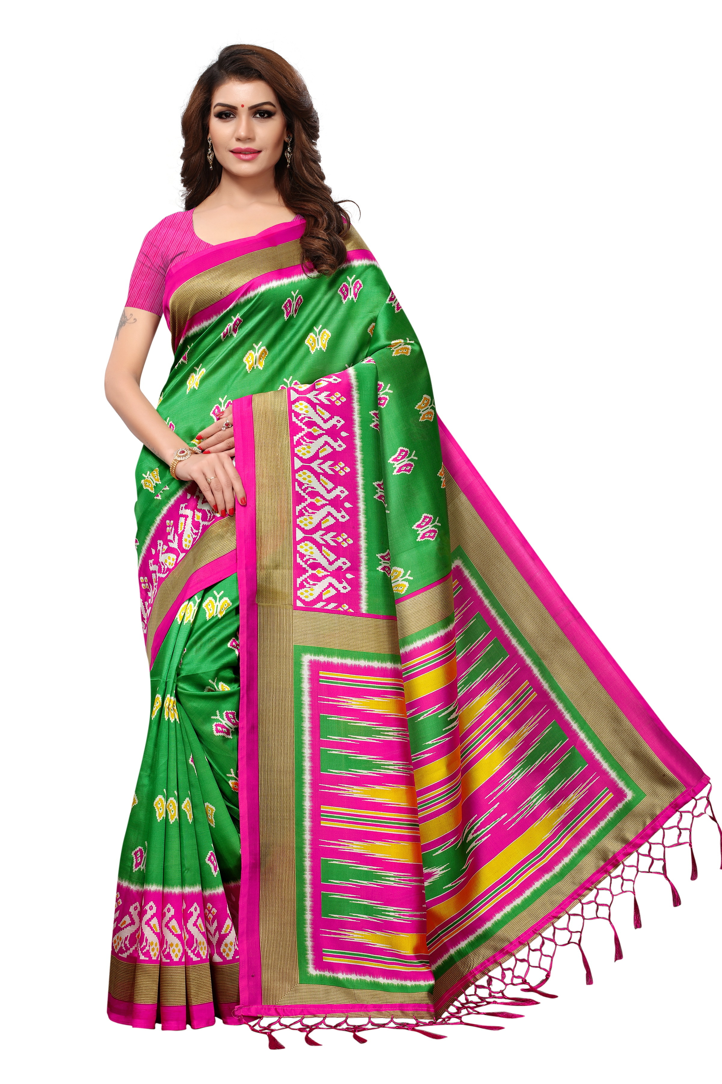 Printed Mysore Silk Jhalar Saree