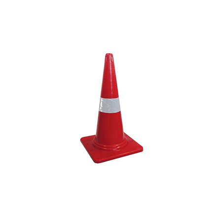 750 MM Safety Cone - Plastic 750 MM Height Dia 380 MM | Orange Color Reflective Sleeve Automatic Function Suitable for Road Safety