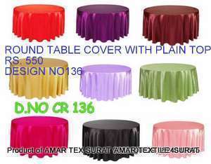 Round Table Cover With Plain Top