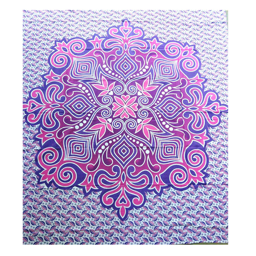 Pink + Purple Mandana Art Indian 100% Cotton Wall Decor Bed Sheet Tapestry
