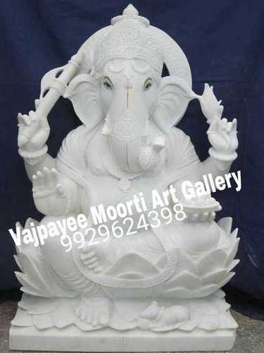 Pure White Makrana Marble Ganesh Statue