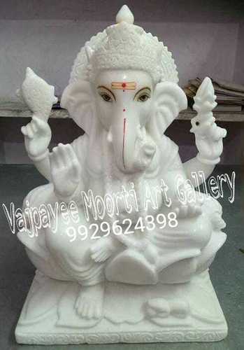Makrana Whilte Marble Ganesh Ji Moorti