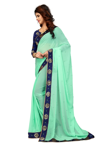 Georgette Saree With Jacquard Border