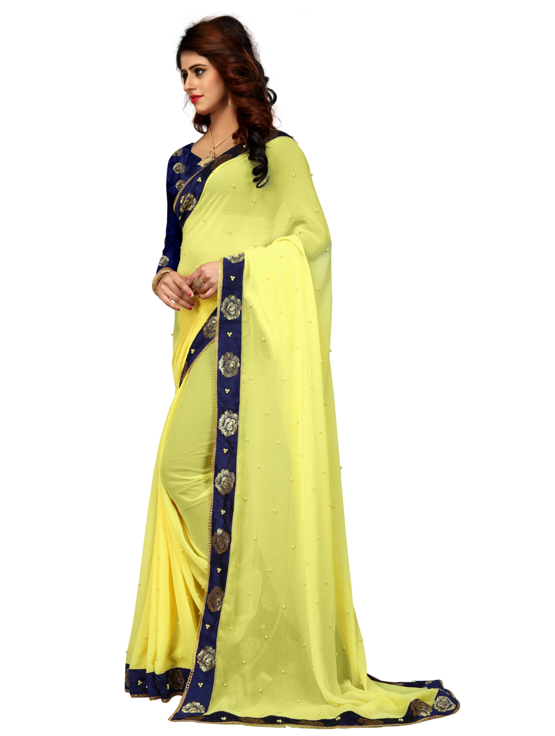 Georgette Saree With Jacquard Border