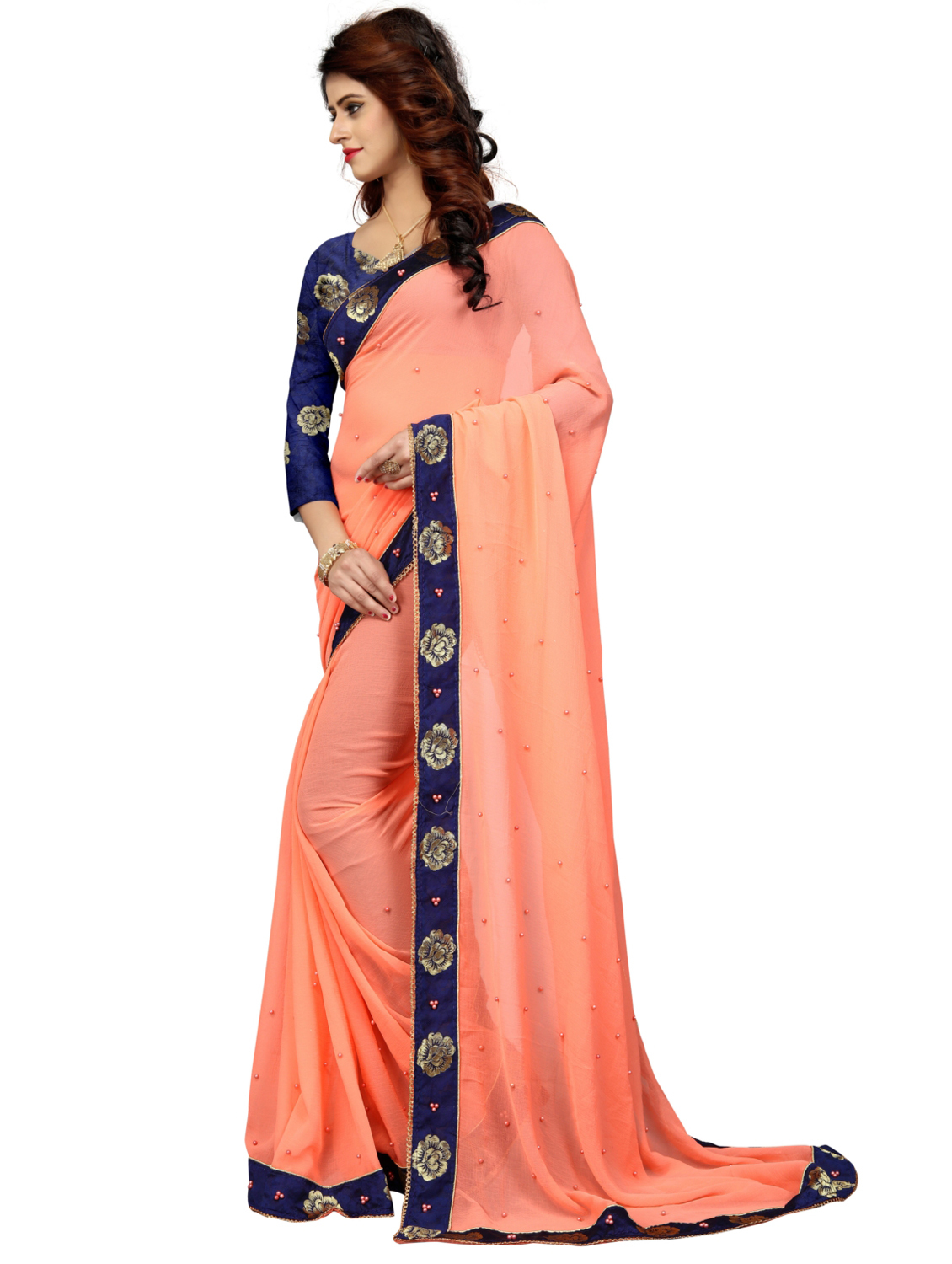 Georgette Saree With Jacquard Border