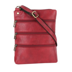 Ladies Leather Red Sling Bag Design: Plain