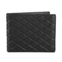 Black Men's Textured Leather Wallet - Goat Nappa Leather, 24x9x2 Cm , Bi-fold Design With Multiple Slots And Suede Lining