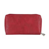 Ladies Leather Zipper Wallet - Non Leather, 19 X 10.5 X 3 Cm, Red | Elegant Pattern, Zip Closure, Multiple Pockets, Lightweight Design
