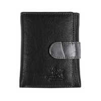 Designer Leather Wallet - Nappa & Croc Leather, 2 Compartments, Black, Bi-fold With Button Closure, Suede Lining, Lightweight & Soft Touch