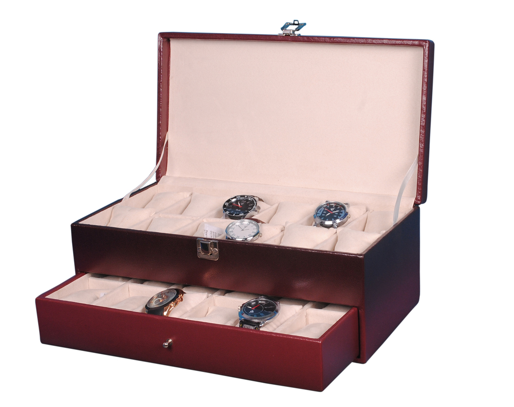 Hard Craft Maroon Watch Boxes for 24 watche