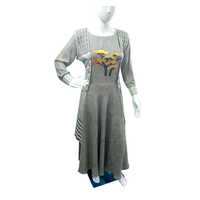 Ladies Designer Cotton Kurti - Cotton, Long Sleeve, Gray, Customized Fit | Breathable, No Fade, Non-toxic, Washable, For Casual And Daily Wear