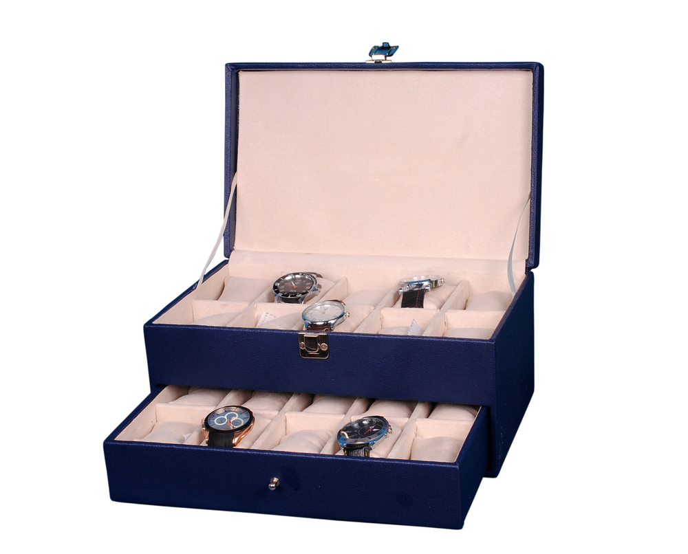 Hard Craft Blue Watch Box for 20 Watches