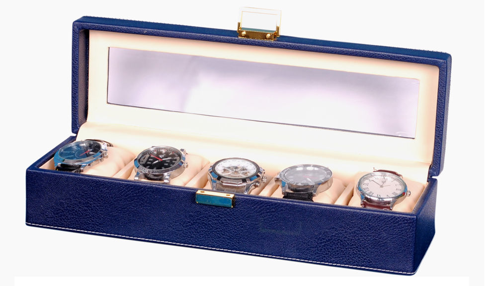 Hard Craft Blue Watch Box for 5 Watches