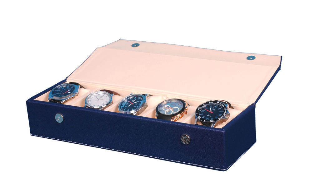 Blue Fico Watch Case For 5 Watches(Blue, 5Wcf07Blu)