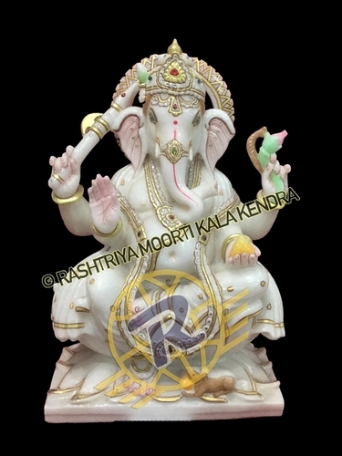 Ganesh Murti - Original Makrana Marble, 12x9 Inches | Handmade, Durable, Eco-Friendly, Water Resistant, UV Resistant, Easy to Clean