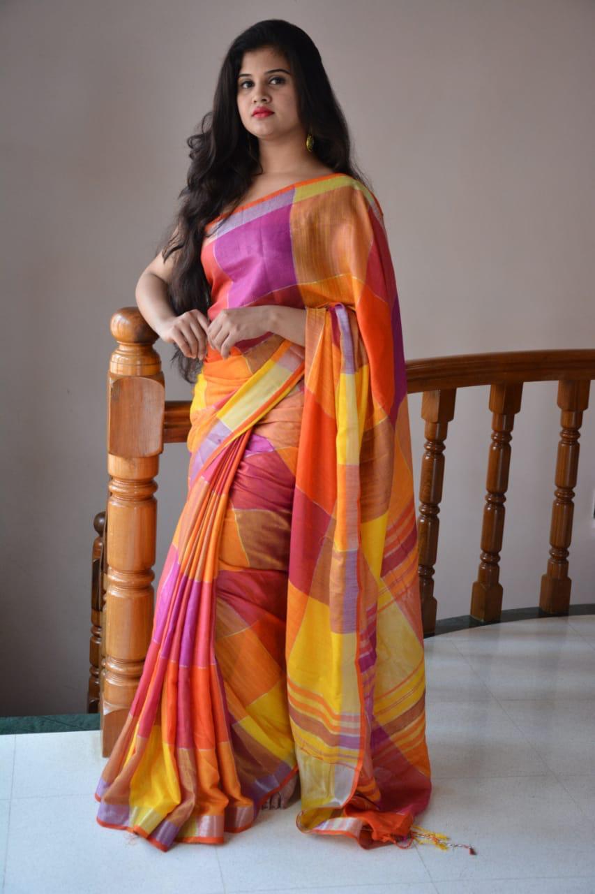Pure Linen Saree