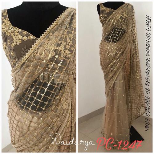 Net Embroidered Saree