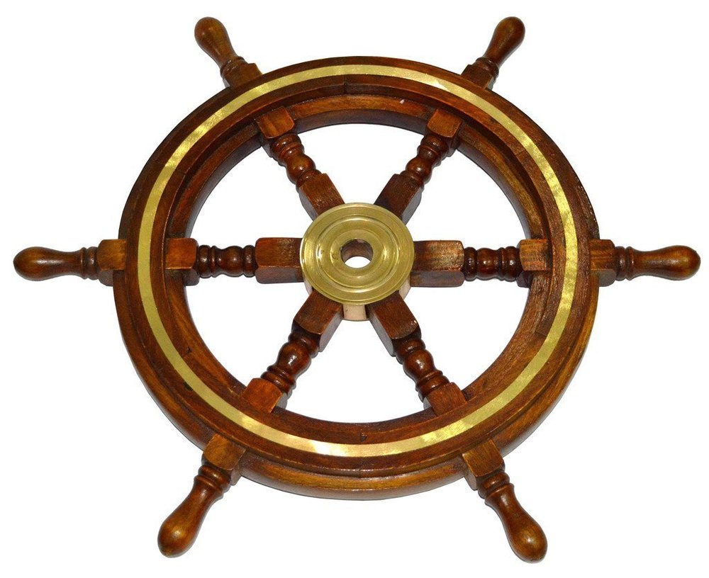 THORINSTRUMENTS (with device) Nautical Ship Wheel with Brass Accents Boat's Wheel (18 inches)