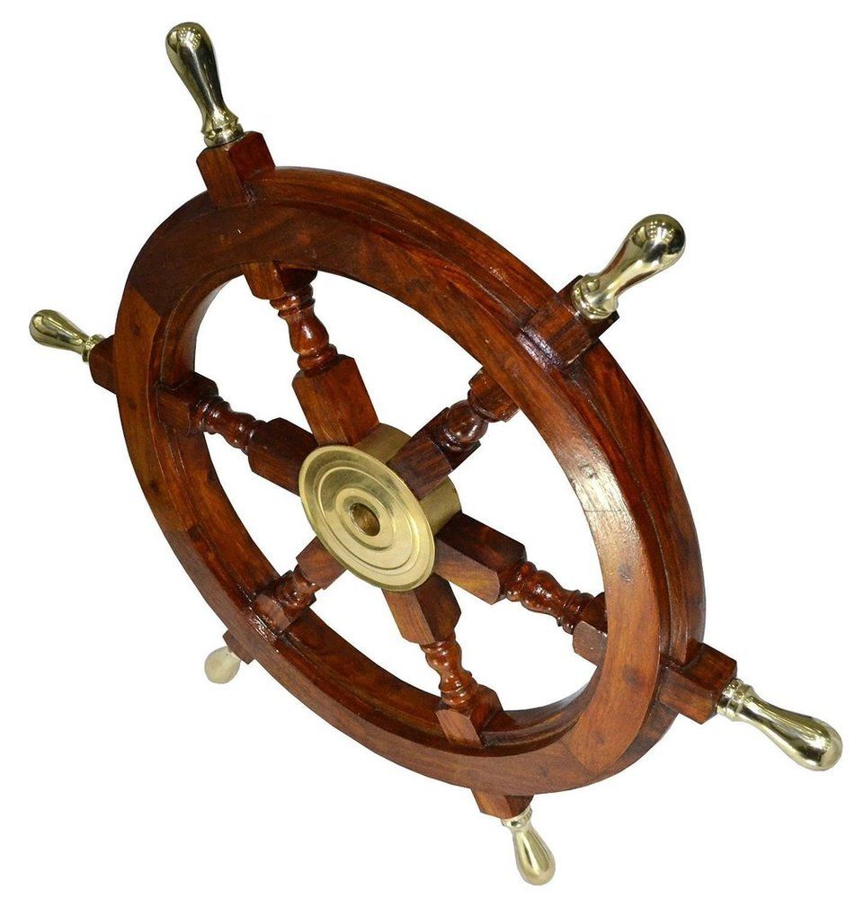 THORINSTRUMENTS (with device) Vintage Ship Wheel 18" Dia Replica Boat Wheel Steering Wheel Pirate Ship Wheel