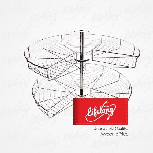 SS Kitchen Carousel Unit - Stainless Steel, Various Sizes, Easy Access with Dual Stacked Divisions for Efficient Storage