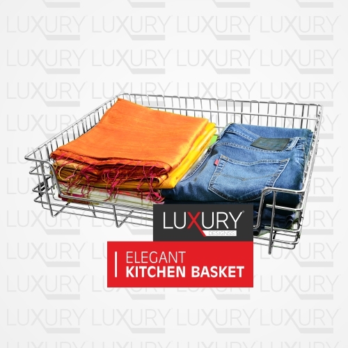 SS Wardrobe Basket - Stainless Steel, 24"x20"x6" | Sleek Design for Organized Garment Storage, Stackable Baskets for Space Optimization